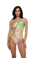 One-Piece Printed Swimsuit, One-Shoulder, Flirt in Bloom