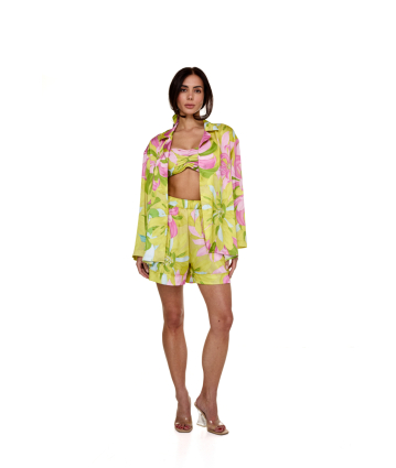 Shirt, Artificial Silk, "Flirt in Bloom" print