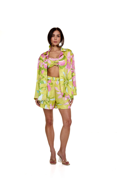 Shirt, Artificial Silk, "Flirt in Bloom" print