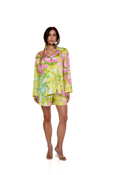 Shirt, Artificial Silk, "Flirt in Bloom" print