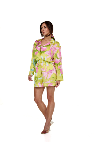 Shirt, Artificial Silk, "Flirt in Bloom" print