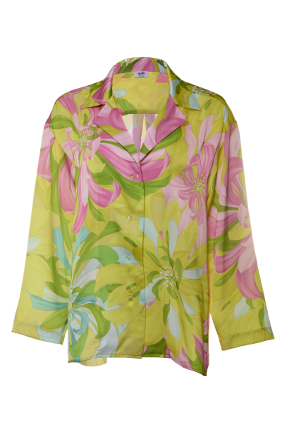 Shirt, Artificial Silk, "Flirt in Bloom" print