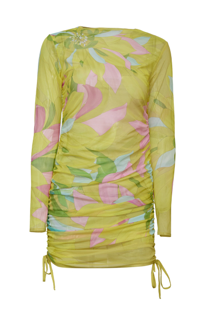 Mesh dress with adjustable drawstrings, Flirt in Bloom,  print
