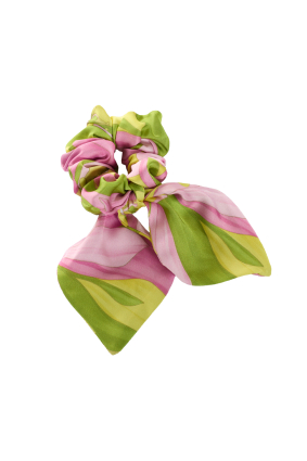 Elastic band on the head with a bow, Artificial Silk, Flirt in Bloom, print 