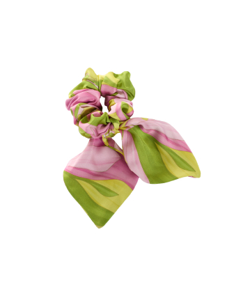 Elastic band on the head with a bow, Artificial Silk, Flirt in Bloom, print 