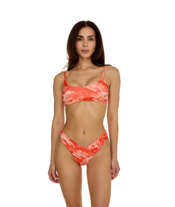 Stretch terry bikini top, "Savage Sunset" print