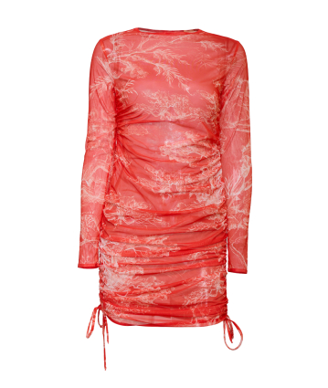 Mesh dress with adjustable drawstrings, Savage Sunset print
