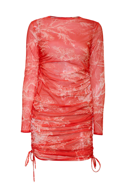 Mesh dress with adjustable drawstrings, Savage Sunset print
