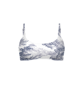 Stretch terry bikini top, "Savage Garden" print