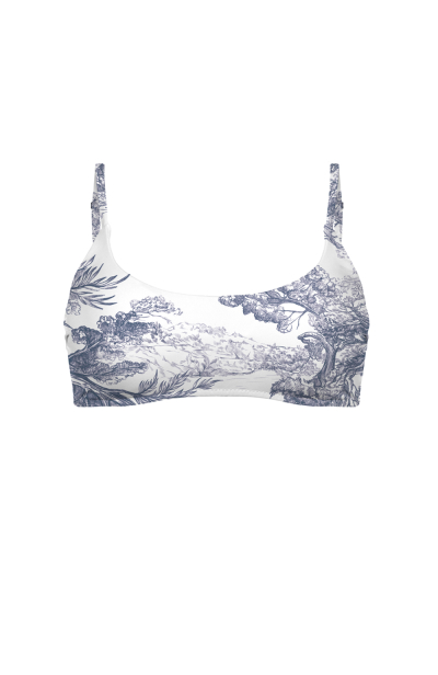 Stretch terry bikini top, "Savage Garden" print