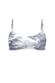 Stretch terry bikini top, "Savage Garden" print