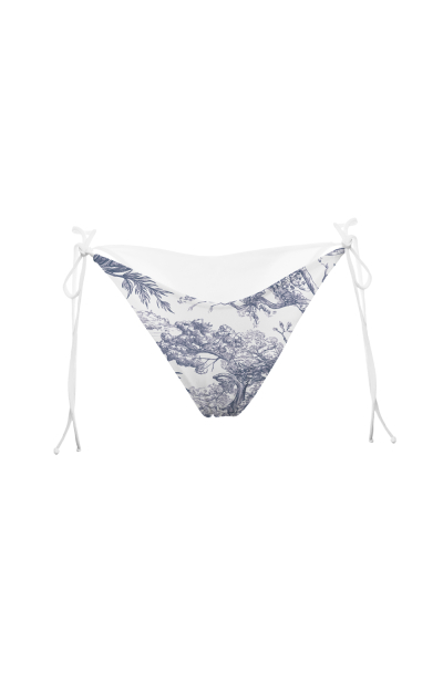 V bikini briefs with ties, "Savage Garden" print