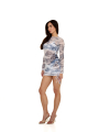 Mesh dress with adjustable drawstrings, Savage Garden print
