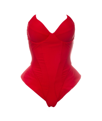 Solid One-Piece Swimsuit, Red, Devil’s Muse