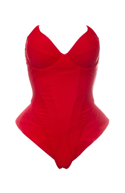 Solid One-Piece Swimsuit, Red, Devil’s Muse