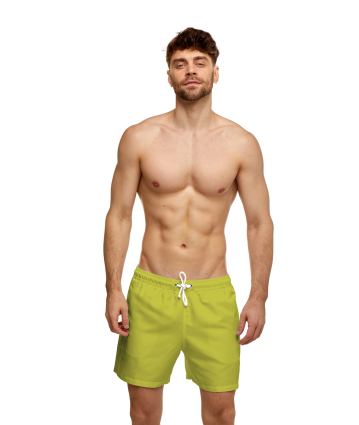 Men's swim shorts with "Flirt in Bloom" print