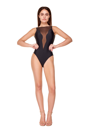 Black mesh one-pice swimsuit