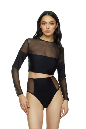 High leg Bikini briefs with mesh on the sides