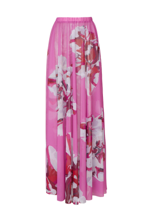 Stretch-tulle maxi skirt with "Carnaval de Nicel" print