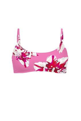 Stretch terry bikini top with "Carnaval de Nice" print