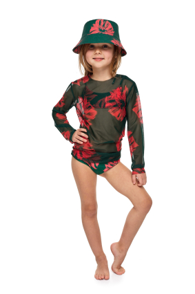 Stretch-tulle top with, kids "Bali" print