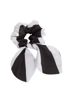 Elastic band on the head with a bow, silk, Monochrome  print 