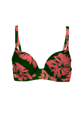 Push up swimming bra with "Bali" print