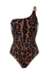 One shoulder swimwear with "Leopard natural" print
