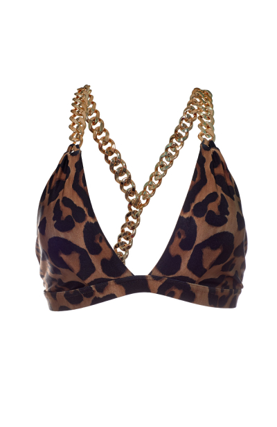 Top choker bikini "Leopard Natural" print
