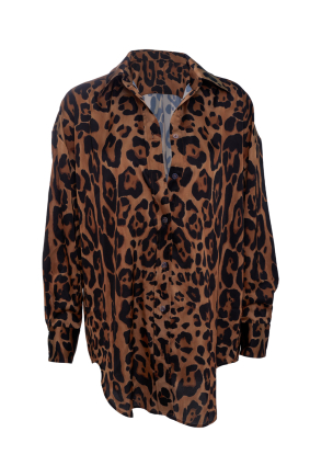 Shirt, silk, "Leopard Natural" print