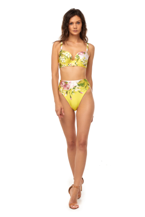 High leg bikini briefs with "Peonies" print