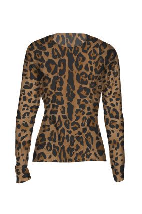 Stretch-tulle top with, kids "Leopard Natural" print