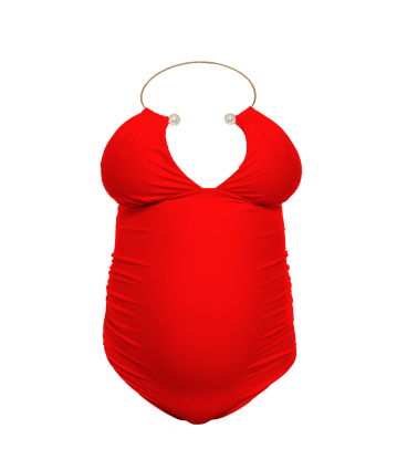 One-piece maternity choker swimsuit, Red