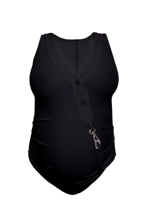 One-piece swimsuit, Maternity carabiner, Black