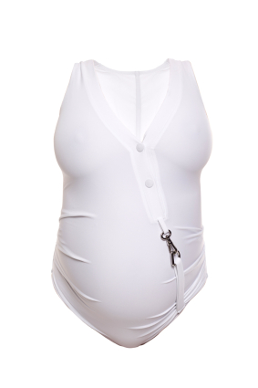 One-piece swimsuit, Maternity carabiner, White