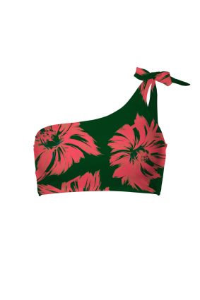 One shoulder bikini top with "Bali" print 