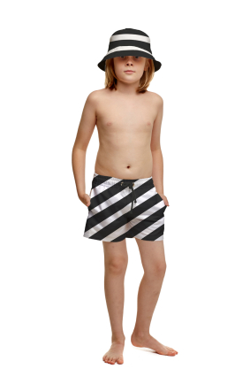 Kids swim shorts with "Monochrome" print