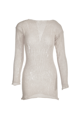 Short knitted dress, Ecru
