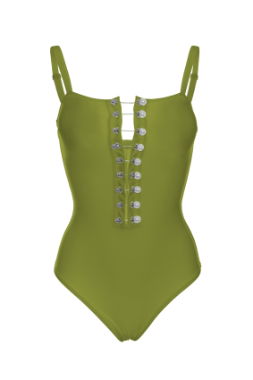 Olive  lace up swimsuit