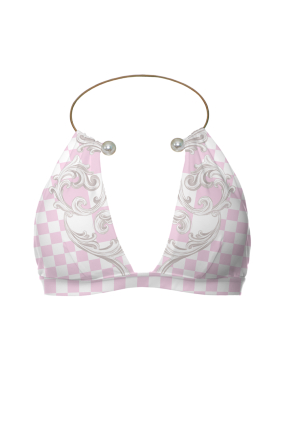 Chain necklace with pearls "Versailles Rose" top