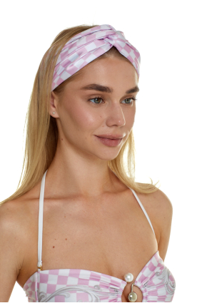 Headband with, Artificial Silk "Versailles Rose" print