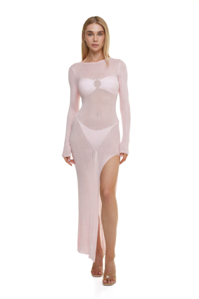 Long knitted dress, Pink Rose