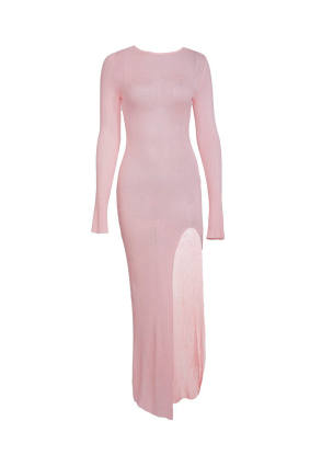 Long knitted dress, Pink Rose