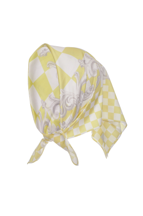 Headscarf, Artificial Silk, "Versailles Lemon" print, 60х60