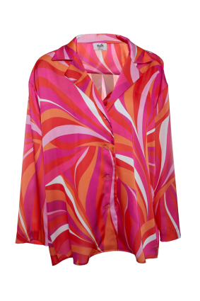 Shirt, Artificial Silk, "La Linia Viva" print