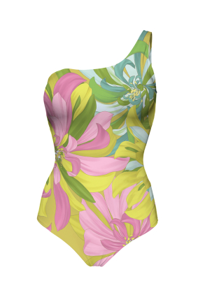 One-Piece Printed Swimsuit, One-Shoulder, Flirt in Bloom