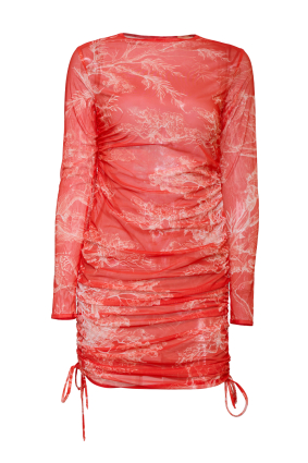 Mesh dress with adjustable drawstrings, Savage Sunset print